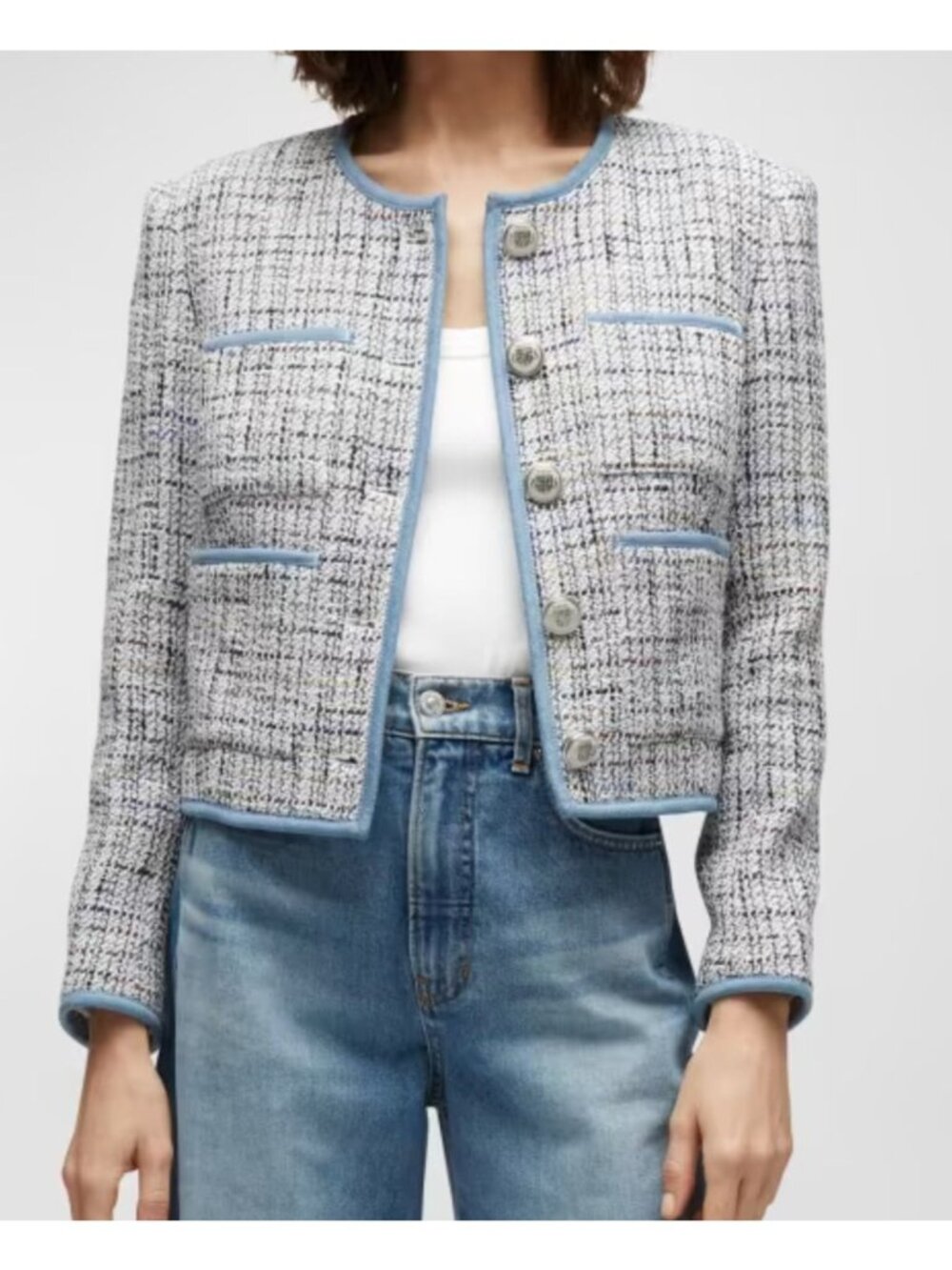 Veronica Beard Darla Jacquard Tweed Cotton Blazer Jacket Blue Size 4